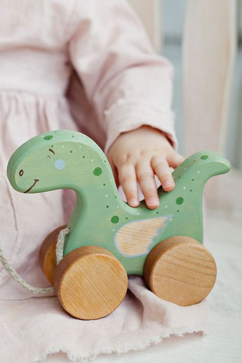 Wooden Pull Toys, Wooden Dragon, Wooden Dinosaur, Natural Wood Toys, Dino Toys, Pull Toys, Pull Along Toys, Wooden Toys For Toddlers, Wooden Toys Plans