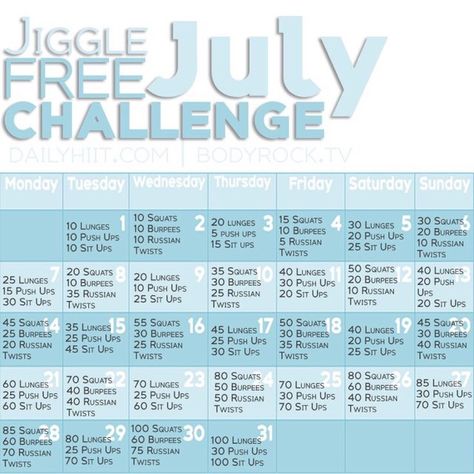 Jiggle Free July Challenge!#Health&Fitness#Trusper#Tip Diary Of A Fit Mommy, Month Workout Challenge, July Challenge, Month Workout, 30 Day Fitness, Mommy Workout, Sit Ups, I Work Out, Burpees