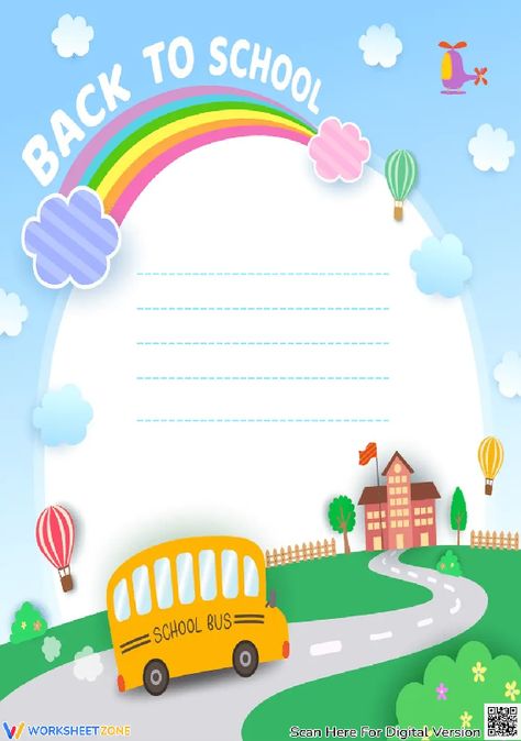 Welcome little kids back to school with a colorful greeting card personalized by themselves! #backtoschool #greetingcards #crafts #paper #cards #school #schoolbus #worksheets #printable #kids #printableforkids #kidsactivities #writing #pdf Welcome Back To School Cards, Card Templates Printable, Welcome Card, Printable Kids, Welcome Back To School, Greeting Card Template, Crafts Paper, English Vocabulary Words Learning, Graphic Organizers