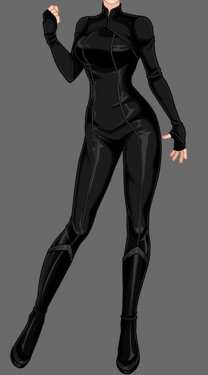 Spy Uniform Female, Black Super Hero Suit Female, Stealth Costume Design, Black Hero Suit Female, Stealth Suit Female, Hero Costumes Design Female Black, Spy Suit Female, Black Spy Outfit Women, Spy Outfit Drawing