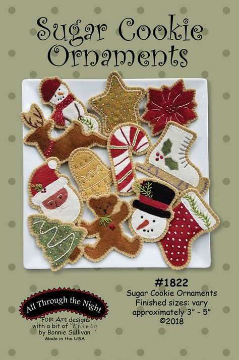 Rusty Crow & Friends Patterns Cookie Ornaments, Wool Applique Patterns, Farmhouse Crafts, Ornament Cookies, Penny Rug, Ornament Pattern, Penny Rugs, Hand Dyed Wool, Applique Pattern