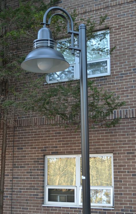 Post Mount Lights Keep University Campus Safe After Dark | Inspiration | Barn Light Electric Poles For Outdoor Lights, Solar Lamp Post, Solar Post Lights, Outdoor Solar Lamps, Solar Light Crafts, Barn Light Electric, Diy Outdoor Lighting, Pole Lamps, Exterior Light Fixtures