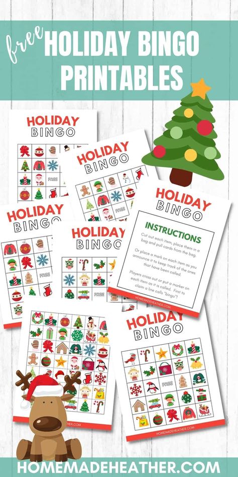 Bingo Printable Free, Holiday Bingo Cards, Holiday Bingo, Christmas Bingo Game, Christmas Bingo Cards, Printable Christmas Games, Free Printable Games, Christmas Bingo, Bingo Cards Printable