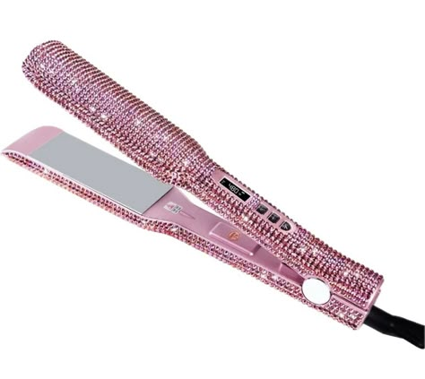 Pink Titanium Hair Straightener with Rhinestones Dual Voltage Iron Professional Hair Tools LCD Display . Widened hair Straightener Fast Heating... Titanium Hair Straightener, Hair Tool Set, Titanium Flat Iron, Hair Tool Organizer, Professional Hair Straightener, Professional Hair Tools, Hair Straightener And Curler, Hair Straighteners Flat Irons, Hair Straightening Iron