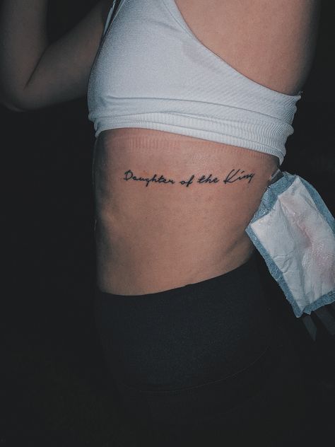 Christian Rib Tattoos, Daughter Of A King Tattoo, Daughter Of The King Tattoo, Simple Christian Tattoos For Women, The King Tattoo, Tattoo King, Biblical Tattoos, King Tattoo, Cute Simple Tattoos