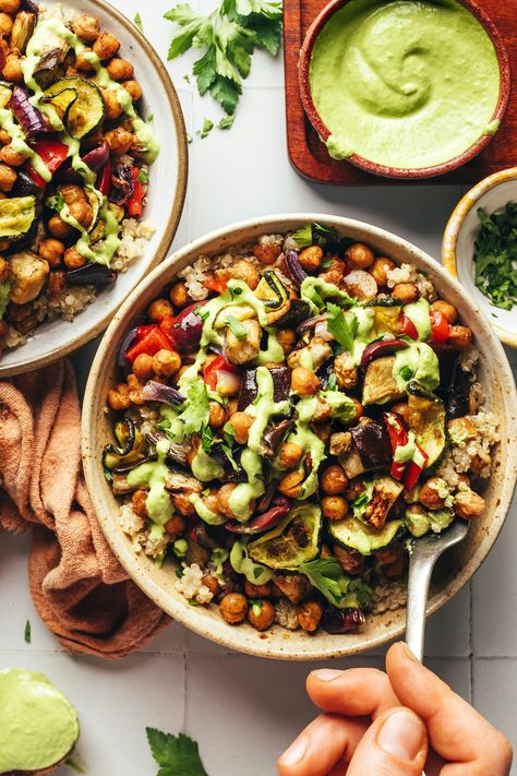 Vegetarian Hummus Bowl, Roasted Vegetable And Chickpea Bowl, Roasted Veggie And Chickpea Bowls, Roasted Chickpea Bowl Recipes, Roasted Vegetables With Tahini Sauce, Roasted Veggie Bowl Sauce, Greens And Grains Bowl, Roasted Veggie Bowls, Savoury Snacks Healthy