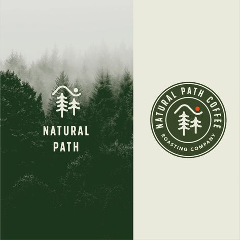 Outdoor Brand Identity, Mountain Branding Design, Outdoor Company Logo, Path Logo Design, Outdoor Brand Logo, Nature Coffee Shop, Outdoorsy Logos, Nature Logo Design Ideas, Nature Trail Design