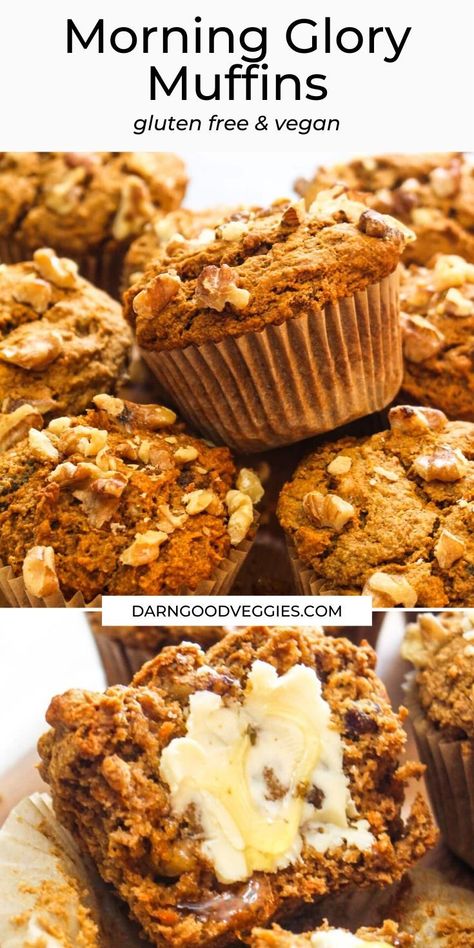 Satiating Breakfast, Gluten Free Morning Glory Muffins, Resep Vegan, Glory Muffins, Morning Glory Muffins, Fruit Orange, Gluten Free Muffins, Gluten Free Oats, Gluten Free Breakfasts