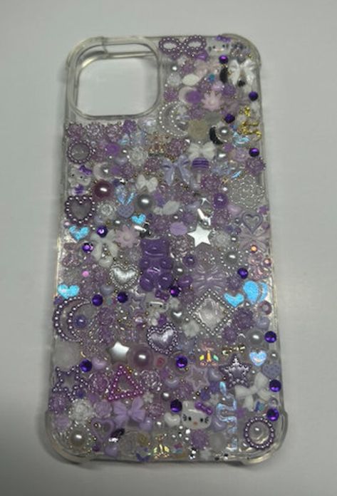 Handmade iPhone 14 Junk Charm Case Purple Junk Case, Junk Cases Iphone, Bling Phone Cases Diy, Junk Case, Diy Phone Case Design, Bling Phone Cases, Diy Iphone Case, Pretty Iphone Cases, Pretty Phone Cases