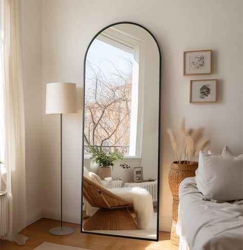 Large Free Standing Mirror, Arched Full Length Mirror, Minimalist Mirrors, Floor Length Mirror, Full Length Floor Mirror, Freestanding Mirrors, Full Body Mirror, Free Standing Wall, Mirror House