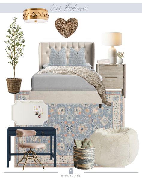 Girls Bedroom Ideas - HOME by KMB Girls Bedroom Mood Board, Cool Desk Chairs, Bedroom Mood Board, Blocksburg Room Ideas￼, Girls Room Design, Pink Girl Room, Glam Bedroom, Design Boards, Teen Girl Bedroom