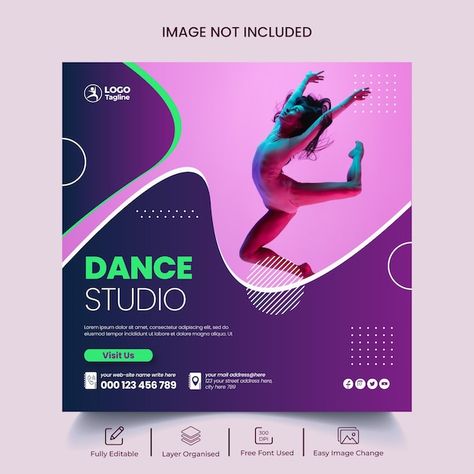 Dance Studio Poster, Dance App, Online Dance Classes, Free Social Media Templates, Flyers Design, Canva Fonts, Poster Template Design, Logo Design Tutorial, Facebook Templates