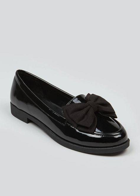 Black Patent Bow Loafers – Black – Matalan Corporate Shoes Women, Corporate Shoes, Law Outfits, Espadrilles Sandals, Online Clothes Shopping, Patent Loafers, Women's Flat Shoes, Clothes Shopping, Ballet Pumps