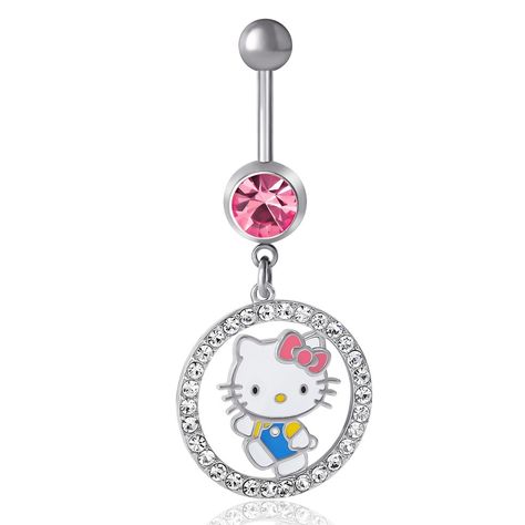 Introducing the Official License Hello Kitty Belly Piercing Jewelry, a 14g belly button ring crafted from Stainless Steel (316L) Piercing element with Brass Dangle. The belly ring features beautiful crystal accents and a dangling Hello Kitty charm with enamel plating that provides pops of color. Hello Kitty belly rings come with a 5m ball at the end for a secure fit. If you're looking for a perfect gift, this belly button ring is delivered in an authentic Hello Kitty gift box, making it an ideal Body Jewerly, Hello Kitty Charm, Female Features, Hello Kitty Gifts, Belly Button Piercing Jewelry, Belly Piercing Jewelry, Belly Button Jewelry, Kitty Stuff, Hello Kitty Sanrio