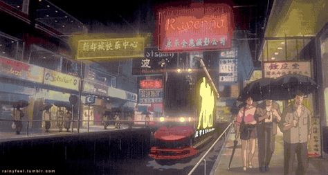 Rainy night.    Ghost in the Shell (1995)    Cyberpunk Anime & Melancholic Rain 90s Anime Aesthetic Wallpaper, 90s Anime Aesthetic, Anime Aesthetic Wallpaper, Anime Vibe, Solar Punk, 90s Wallpaper Hip Hop, Japanese Animated Movies, Anime City, Cyberpunk City