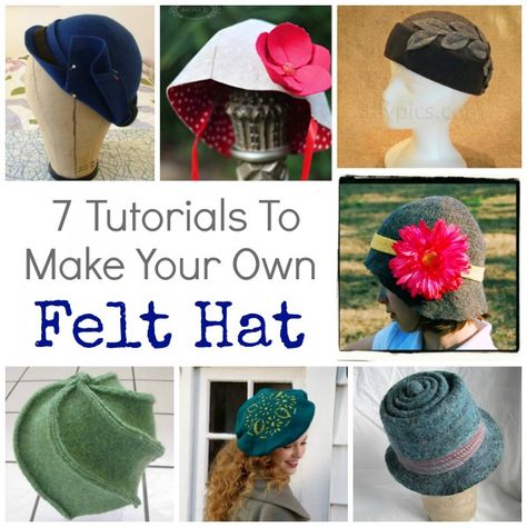 Sewing Hats, Wet Felting Projects, Hat Tutorial, Hat Patterns To Sew, Needle Felting Tutorials, Trendy Hat, Diy Felt, Needle Felting Projects, Diy Hat