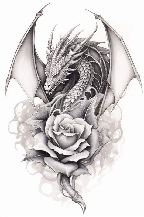 Female Dragon Tattoo, Mother Of Dragons Tattoo, Medieval Dragon Tattoo, Dragon Tattoo Realistic, Viking Dragon Tattoo, Pixie Tattoo, Forever Tattoo, Tier Tattoo, Rose Drawing Tattoo