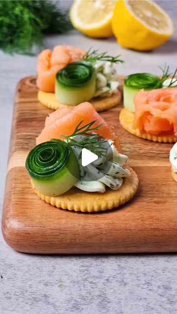 Kateryna Barger on Instagram: "Easy, bite-sized appetizer that comes together in minutes? Sign me in! 
These little bites are festive, fresh , and so, so, so gooood! Give it a try! 🙌

- crackers of your choice
- whipped cream cheese, mixed with lemon zest, chopped fresh dill, salt, pepper, and a drop of olive oil
- smoked salmon, or lox 
- cucumber
- fresh dill, optional, to garnish

For more ideas, follow ⬇️ 
@katerynascafe 

#katerynascafe #appetizer #christmasappetizer #christmasvibe #easyappetizer #bitesizedappetizer #partyappetizer #f52grams #feedfeed #eeeeeats #viralrecipe #viralfood" Appetizer Plating, Smoked Salmon Appetizers, Dill Salt, Smoked Salmon Appetizer, Plated Food, Whipped Cream Cheese, Party Appetizers, Fresh Dill, Christmas Appetizers