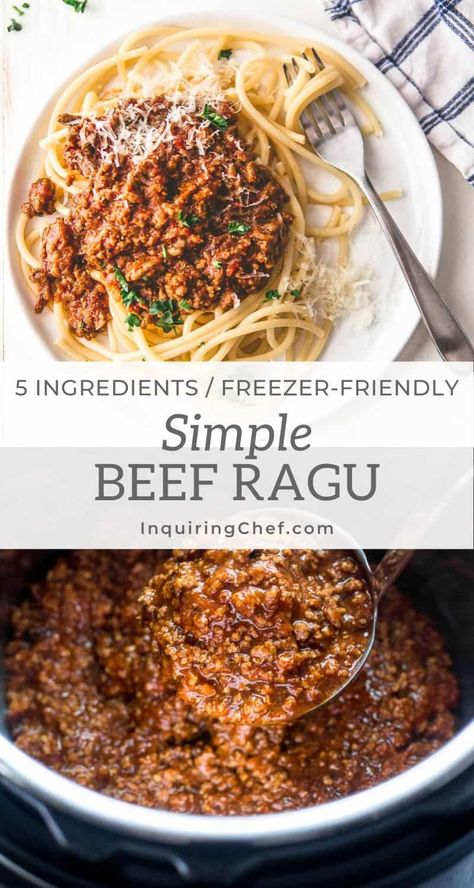 How to make Beef Ragu in the slow cooker, Instant Pot, or on the stovetop. #easy #recipe #beef #Italian Slow Cooker Ground Beef Ragu, Instant Pot Ragu Beef, Easy Beef Ragu, Ground Beef Ragu Recipe, Ragu Instant Pot, Instant Pot Ragu, Beef Ragu Slow Cooker, Ground Beef Ragu, Ground Beef Instant Pot