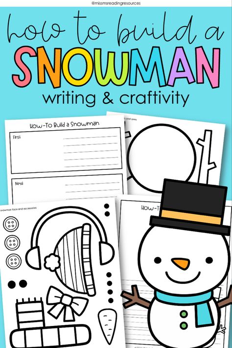 Snowman Craft For Kindergarten, How To Build A Snowman Craft, Do You Want To Build A Snowman Craft, The Snowman Activities, Winter Writing Activities Kindergarten, Holiday Crafts Kindergarten, Snowmen At Night Activities Kindergarten, Snowman Writing Activity, Winter Writing Activities