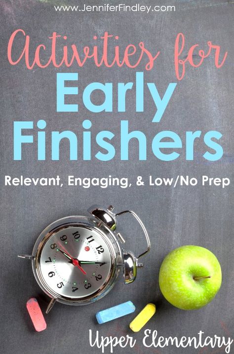 Activities for early finishers don't have to be busy work. This post shares meaningful and engaging early finisher activities for all subjects. Early Finishers High School, Extra Activities Early Finishers, Early Finishers Activities High School, 5th Grade Substitute Activities, Extra Work For Students Early Finishers, 3rd Grade Busy Work, Fast Finishers Fourth Grade, Busy Work For Students, Elementary Organization