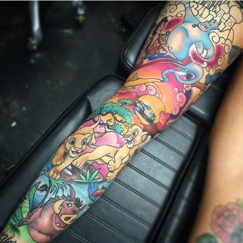 Artist @carlybaggins #disneytattoos #disneytattoo #disneytatts #disney #tattoos #disneyland #disneyworld #sleeve Disney Leg Sleeve, Disney Leg Sleeve Tattoo, Full Leg Tattoo, Black Sleeve Tattoo, Disney Sleeve Tattoos, Disney Sleeve, Full Leg Tattoos, Tattoos Mandala, Movie Tattoos