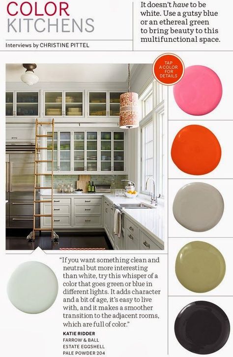 house beautiful. december/january 2014 color kitchens | House Beautiful December /January 2014 kate ridder choose farrow and Ball 'Pale Powder 204' (Estate Eggshell) Pale Powder Farrow And Ball, Pale Powder 204, Farrow And Ball Pale Powder, Farrow And Ball Kitchen, Rental Kitchen, Ikea Catalog, Town Building, Deck Paint, Maximalist Design