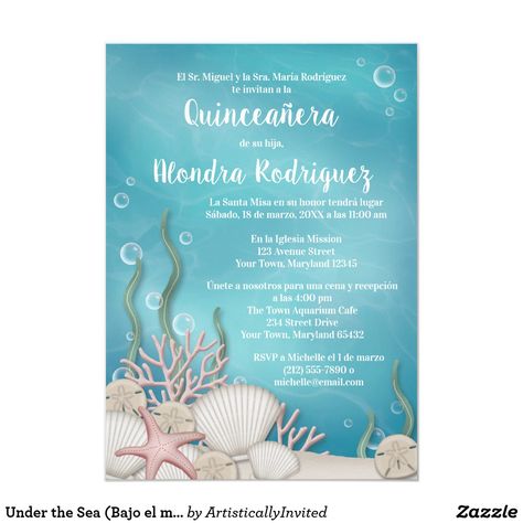 Blue Water Background, Underwater Illustration, Honeymoon Shower, Reception Only Invitations, Illustrated Invitations, Aquarium Wedding, Illustrated Wedding Invitations, Sea Baby Shower, Sea Wedding