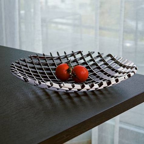 Philippi Grid Medium Fruit Tray Unique Fruit, Fruit Peel, Exclusive Furniture, Fruit Tray, Bowl Designs, Good Design, Polished Stainless Steel, Fruit Bowl, Design Awards