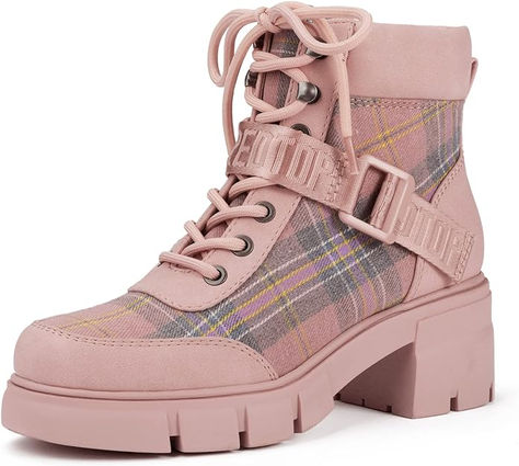 REDTOP Women's Combat Boots Chunky Lug Sole Ankle Boots Lace Up Buckle Casual Shoes Pink Combat Boots, Olivia Rodrigo Concert, Concerts Outfits, Women's Combat Boots, Ankle Boots Lace, Boots Chunky, Green Boots, Womens Combat Boots, Pink Boots