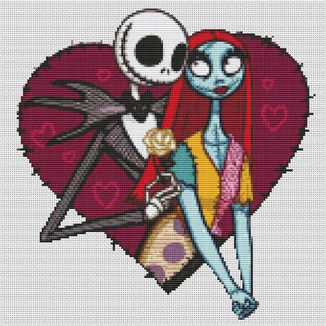 Nightmare Before Christmas Cross Stitch Pattern / Jack And S - Inspire Uplift Jack And Sally Cross Stitch, Nightmare Before Christmas Cross Stitch, Jack Y Sally, Halloween Cross Stitch Patterns, Halloween Cross Stitches, Disney Cross Stitch, Crochet Things, Beaded Cross Stitch, Jack And Sally