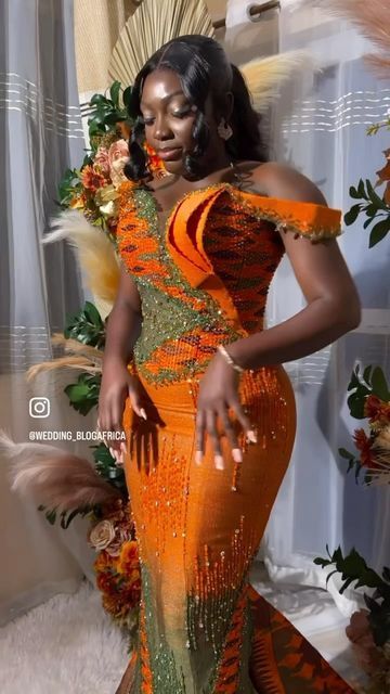 Ombré Kente Styles, Kente Styles, Engagement Outfit, Peach And Green, Engagement Dresses, Engagement Outfits, African Wedding, African Dress, Traditional Wedding