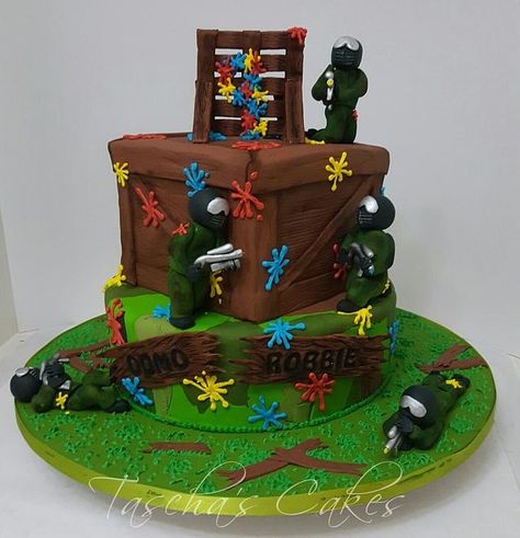 Gotcha Cake Ideas, Paint Ball Cake Ideas, Paintball Birthday Cake, Splatoon Birthday Party, Paintball Cupcakes, Camo Birthday Cakes, Paintball Ideas, Chess Party, Splatoon Birthday