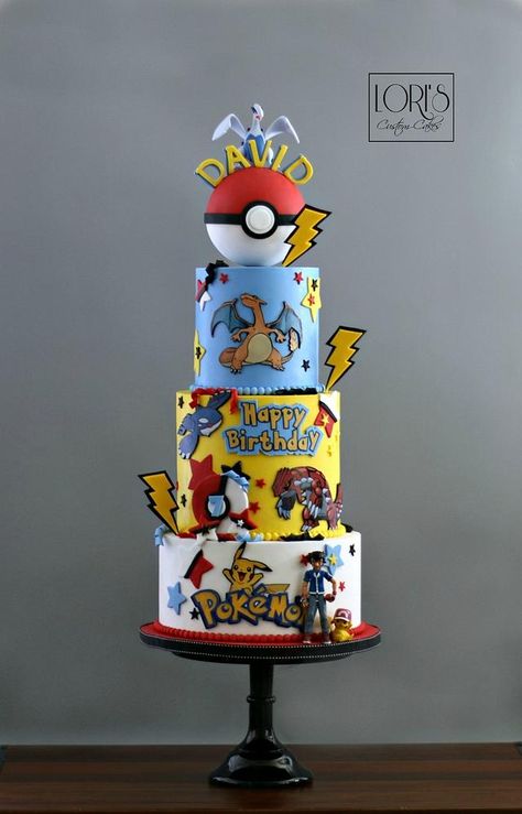 Pikachu Cake Tutorial, Pokemon Cake Ideas, Charizard Cake, Charmander Cake, Pokemon Cake Pops, Pokemon Torte, Bolo Pikachu, Pokemon Cupcakes Toppers, Pokemon Cakes