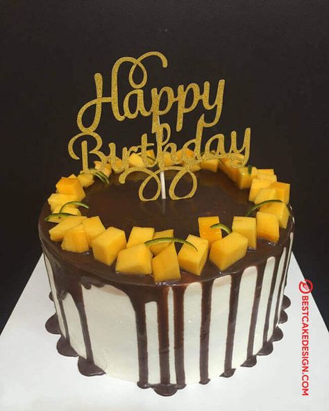 50 Mango Cake Design (Cake Idea) - March 2020 Mango Birthday Cake Design, Mango Cake Design, Mango And Chocolate Cake, Mango Chocolate Cake, Mango Cakes, Mango Flavour Cake Design, Fresh Mango Cake, Birthday Cake Decorating Ideas, Mango Cake