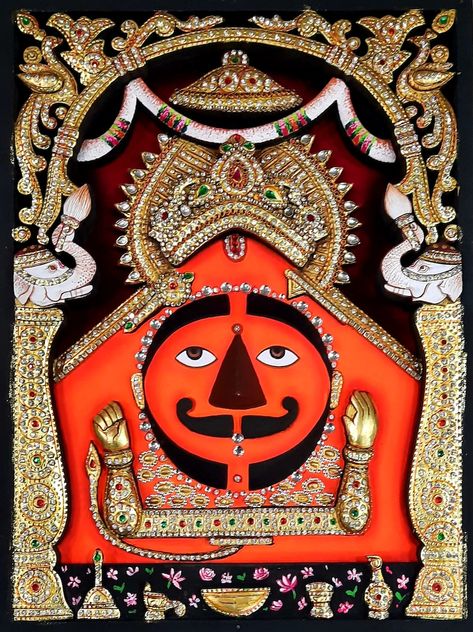 Salasar Balaji Image, Salasar Balaji Hd Wallpaper, Balaji Painting, Self Creation, Salasar Balaji, Balaji Temple, Shree Hanuman, Wooden Box Packaging, Emboss Painting