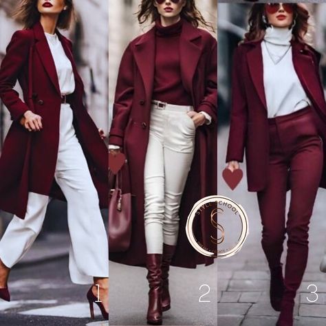 #windowshopping White and Maroon Outfits - Which one is your favourite: 1, 2 or 3? ❤️🤍❤️ #stylemama #stylecoaching #styleideasdaily #styleinspo #styleinspiration #styleinspire #style #falloutfit #casualoutfitideas #workoutfit #workoutfitideas #workoutfitideasforwomen #stylecoach #stylecoaching #styleschool #styletraining #onlinetraining #colourtraining #imagecoach #letsglow #stylemanagement #styleideas Maroon Outfits, Maroon Outfit, Management Styles, School Fashion, Online Training, Work Outfit, Fall Outfits, Coaching, Fashion Inspo