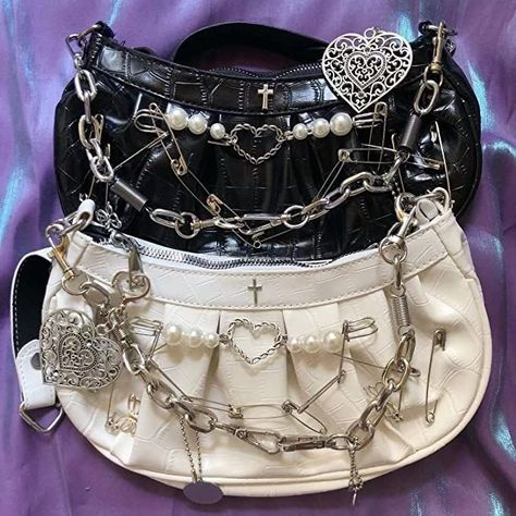 Y2k Handbag, Gothic Bag, Y2k Punk, Japanese Harajuku, Purse Styles, Pearl Brooch, Spice Girls, Shoulder Messenger Bag, Cute Bags