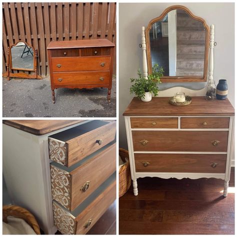 Bedroom Set Makeover, Update Furniture, Refurbished Dresser, Hope Chests, Antique Furniture Restoration, Repainting Furniture, Dresser Vanity, Furniture Flips, Furniture Update