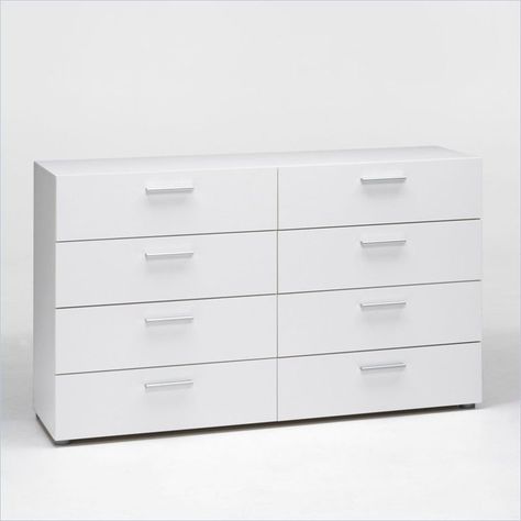 White Dresser Bedroom, White Room Decor, 8 Drawer Dresser, White Drawers, Bed Design Modern, White Dresser, Room Redo, Bedroom Furniture Dresser, Double Dresser