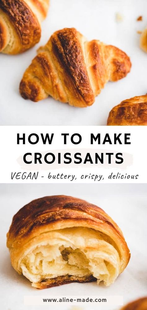 Vegan Croissant Recipe, Vegan Croissant, Vegan Croissants, French Boulangerie, French Croissants, Croissants Recipe, Food Recipes Vegetarian, Croissant Recipe, Vegan Bread