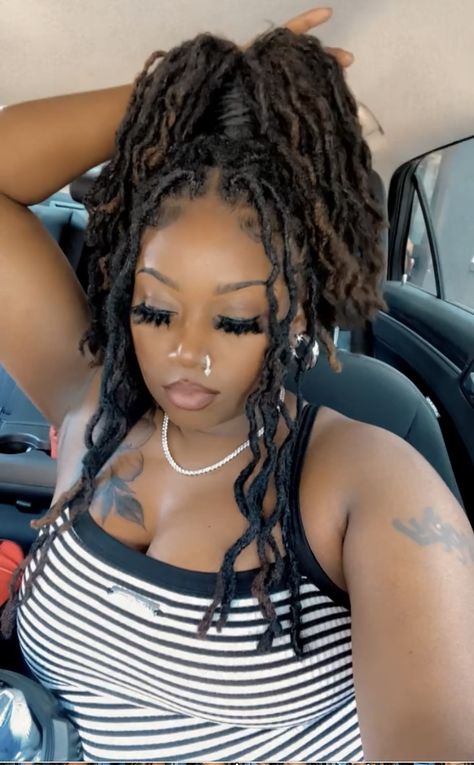 Retwist Styles For Women, Locs With Charms, Long Locs Hairstyles For Women, Loc Retwist Styles, Loc Retwist Styles For Women, Long Locs Hairstyles, Retwist Styles, Locs Hairstyles For Women, Black Hair Protective Styles