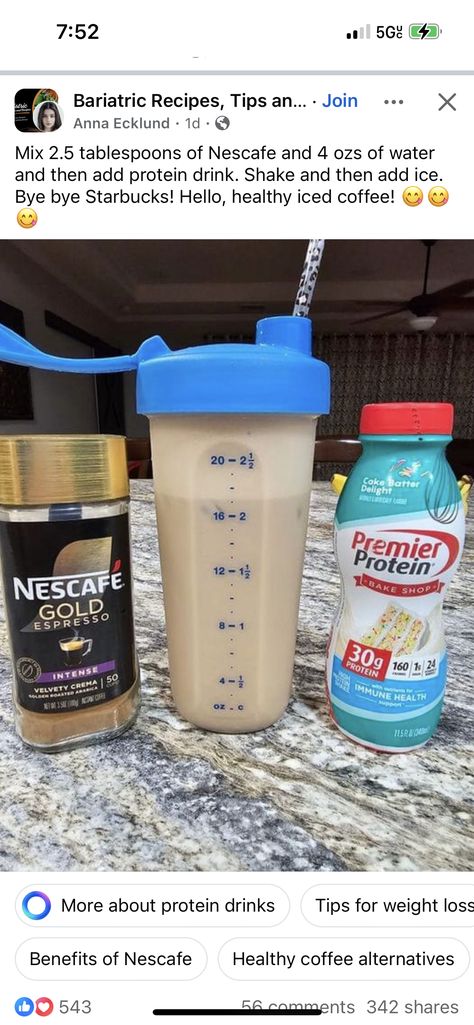 Fairlife Protein Iced Coffee, Full Liquid Diet Bariatric Post Op, Bariatric Drinks, Protein Iced Coffee, Cold Coffee Drinks Recipes, Dieting Food, Full Liquid Diet, Healthy Coffee Drinks, Protein Drink Recipes