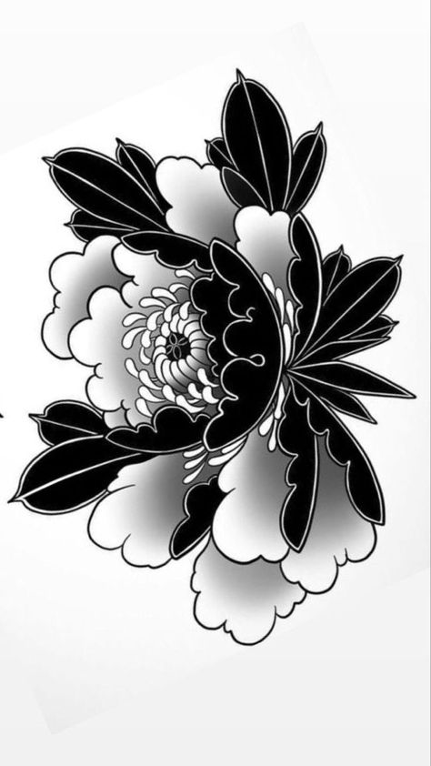 #tattoo #tattoos #inked #tattooart #tattooed #tattooideas #tattoodesign #tattooinspiration #tattoosleeve #tattooflash #inkedgirls #tattooedwomen  #InkLaughs  #TattooFails Flower Tattoos Black And White, Flower Tattoos Black, Japanese Flower Tattoos, Flower Tattoo Black And White, Flower Outline Tattoo, Flower Tattoo Black, Japanese Peony Tattoo, Tattoos Black And White, Black Flowers Tattoo