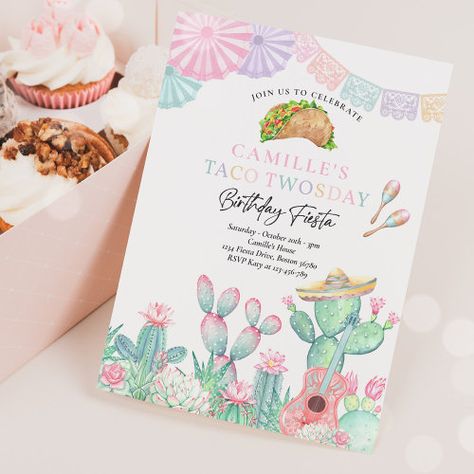 Fiesta Taco Twosday Watercolor Cactus 2Nd Birthday Invitation #zazzle #weddinginvitations #birthdayinvitations #babyshowerinvitations #zazzleinvitations #monogram #businesscards #graduation #homedecor Mexican 1st Birthday, Three Esta Birthday Party, Three Esta, Toddler Birthday Party Themes, Taco Twosday, Mexican Birthday, Toddler Birthday Party, 2nd Birthday Invitations, 1st Birthday Invitation