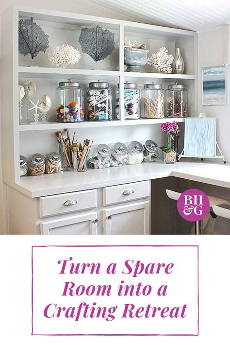 Home Office Cabinet Design, Craft Room Lighting Ideas, Farmhouse Craft Room, Home Craft Room, Bedroom Craft Room, Craft Room Lighting, Hobby Room Design, Organizing Craft Supplies, Office Room Design