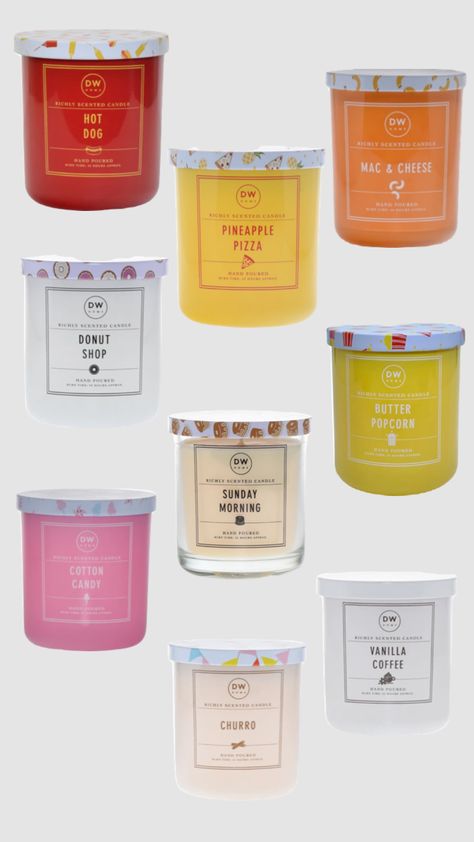 Dw candles I want #moodboards#wishlist2023 Dw Candles, Pineapple Pizza, Butter Popcorn, Coffee Candle, Vanilla Coffee, Donut Shop, Hand Candle, Mac And Cheese, Creative Play