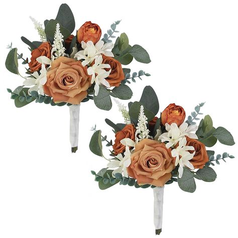 PRICES MAY VARY. Elegant Bridesmaid Duo: This set includes two enchanting burnt orange bridesmaid bouquets, designed to complement your fall wedding theme. Lifelike Artificial Flowers: Crafted with the utmost care, these bouquets feature high-quality artificial flowers that closely resemble real blooms, adding a touch of nature to your wedding. Boho Chic Design: With a boho-inspired terracotta color scheme, these bouquets bring a trendy and rustic vibe to your bridesmaids' attire. Quality Crafts Rustic Bridesmaids Bouquets, Fall Themed Wedding Bouquets, Fall Floral Bouquets Wedding, Burnt Orange Bridesmaid Bouquet, Bridesmaid Fall Bouquet, Olive Green And Burnt Orange Wedding, Wedding Bouquets For Bridesmaids, Fall Bridesmaid Bouquet, Terracotta Wedding Bouquet