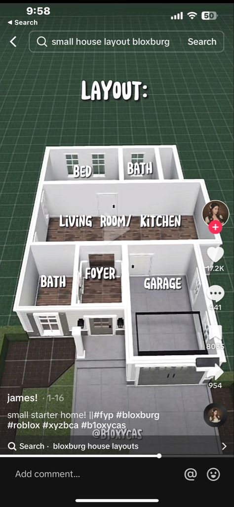 1 Story Layout Bloxburg Small, Roblox Bloxburg House Ideas Under 10k, Bloxburg House Ideas 1 Story Small Layout, Simple Bloxburg House Layout One Story, Bloxburg House Layouts First Floor, Blox Burg House Layout Small, One Floor Bloxburg House Exterior, One Person House Layout, Roblox Bloxburg House Ideas Layout Modern