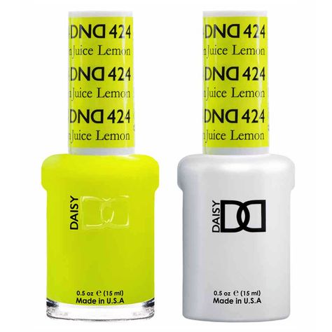 DND Daisy Gel Duo - Lemon Juice #424-Gel Nail Polish + Lacquer-Universal Nail Supplies Lemon Juice Nails, Bright Neon Acrylic Nails, Dnd Gel Nail Polish, Neon Acrylic Nails, Pedi Ideas, Luminous Nails, Gel Colors, Dnd Gel Polish, Soak Off Gel Nails